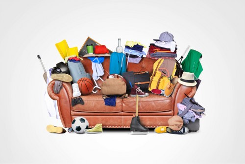 Workers managing demolition debris responsibly